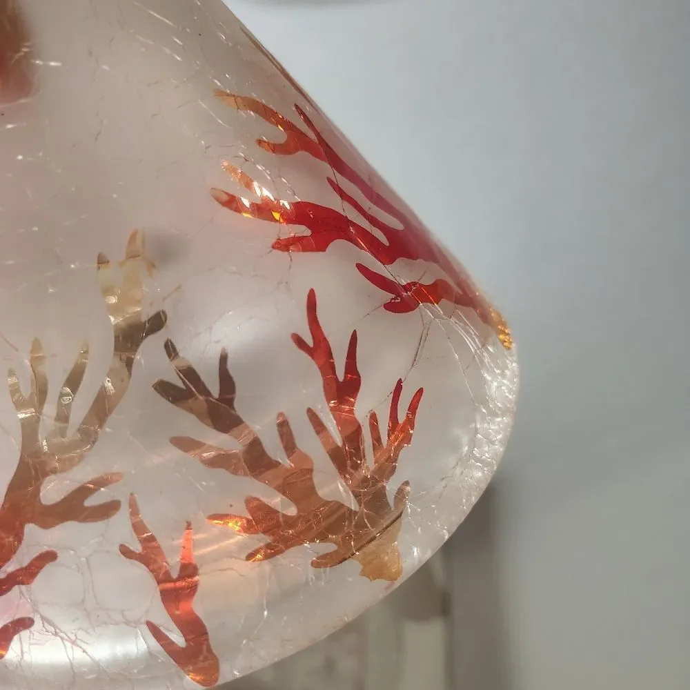 Yankee Candle Shade Crackle Glass Leaves Fire Branches Y2